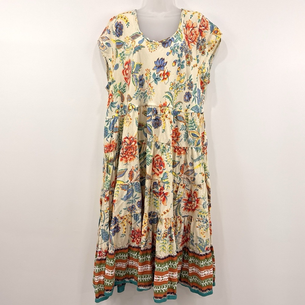 Soft Surroundings Kara Dress 3X Floral Cottagecore Prairie Comfort Tier Prairie